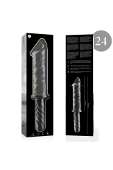 NEBULA SERIES BY IBIZA - MODELLO 24 DILDO IN VETRO BOROSILICATO TRASPARENTE 28.5 CM -O- 5 CM