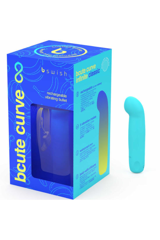 B SWISH - VIBRATORE RICARICABILE IN SILICONE BLU BCUTE CURVE INFINITE CLASSIC EDIZIONE LIMITATA