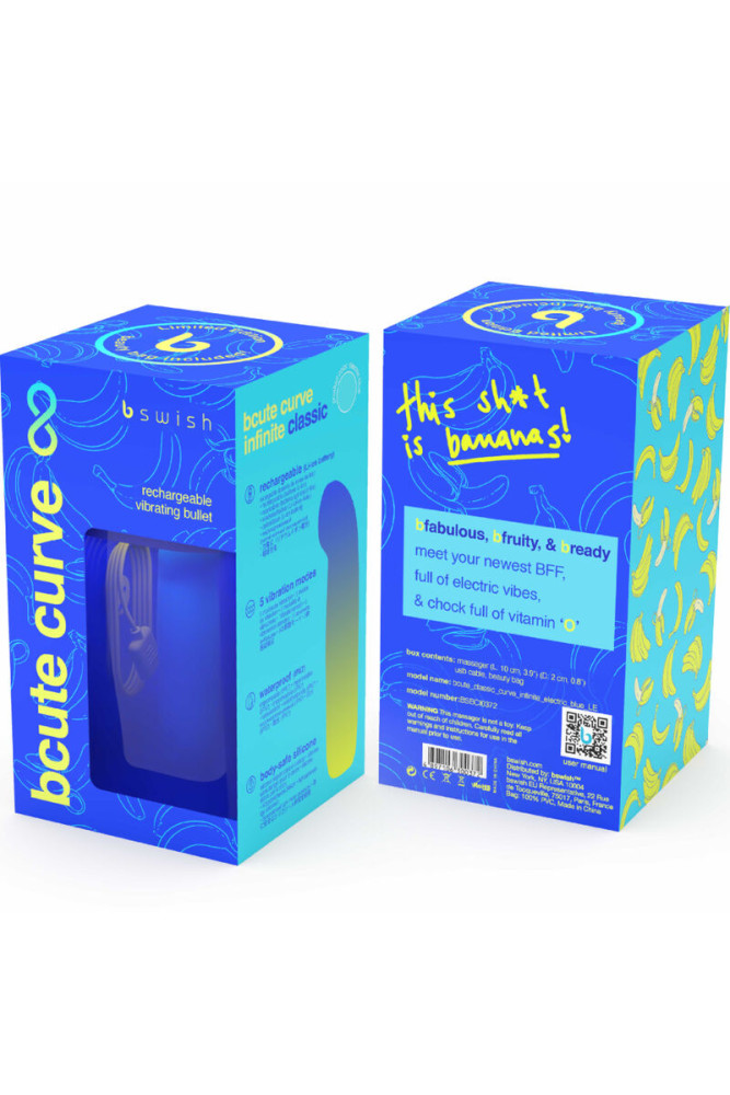 B SWISH - VIBRATORE RICARICABILE IN SILICONE BLU BCUTE CURVE INFINITE CLASSIC EDIZIONE LIMITATA