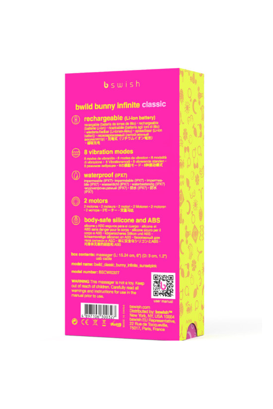 B SWISH - BWILD BUNNY INFINITE CLASSIC VIBRATORE RICARICABILE IN SILICONE ROSA