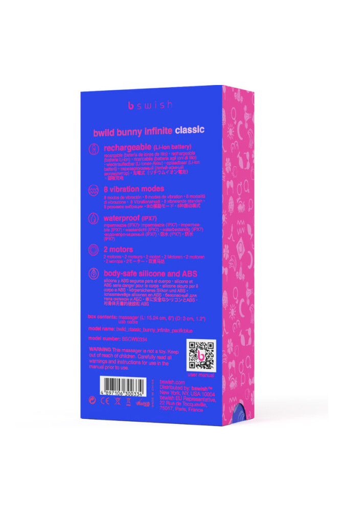 B SWISH - BWILD BUNNY INFINITE CLASSIC VIBRATORE RICARICABILE IN SILICONE BLU