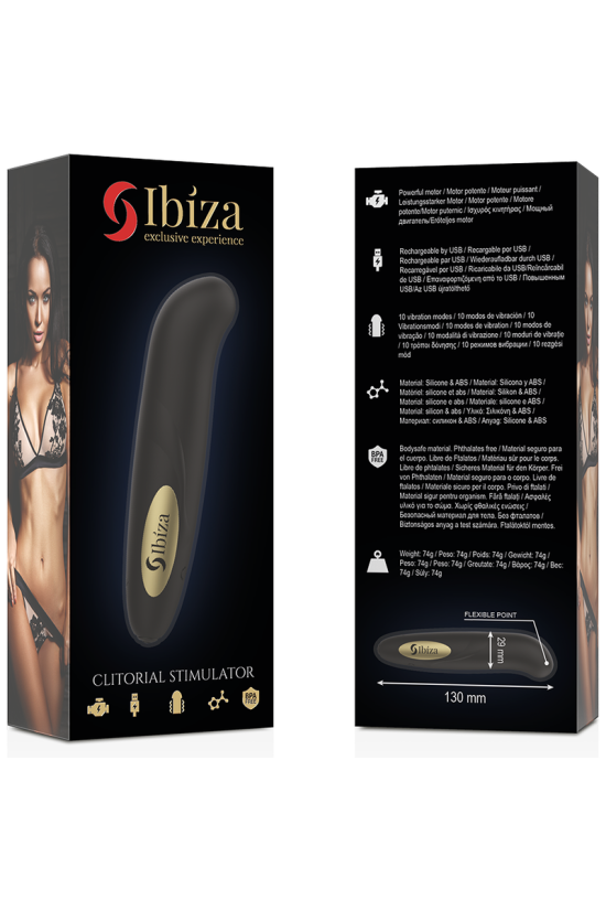IBIZA - STIMOLATORE CLITORIDE CARICATORE USB 10 MODALIT VIBRAZIONE DORATO 13 X 2
