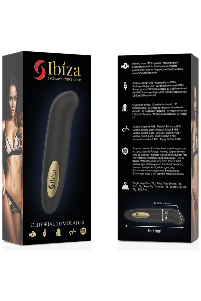 IBIZA - STIMOLATORE CLITORIDE CARICATORE USB 10 MODALIT VIBRAZIONE DORATO 13 X 2