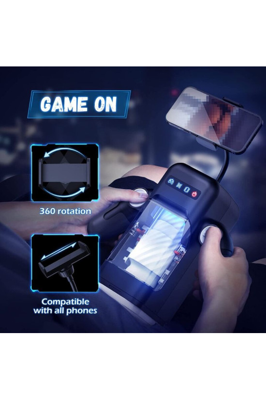 GAME CUP - MASTURBATORE A VIBRAZIONE SPINTA CON FUNZIONE RISCALDAMENTO E SUPPORTO MOBILE - NERO