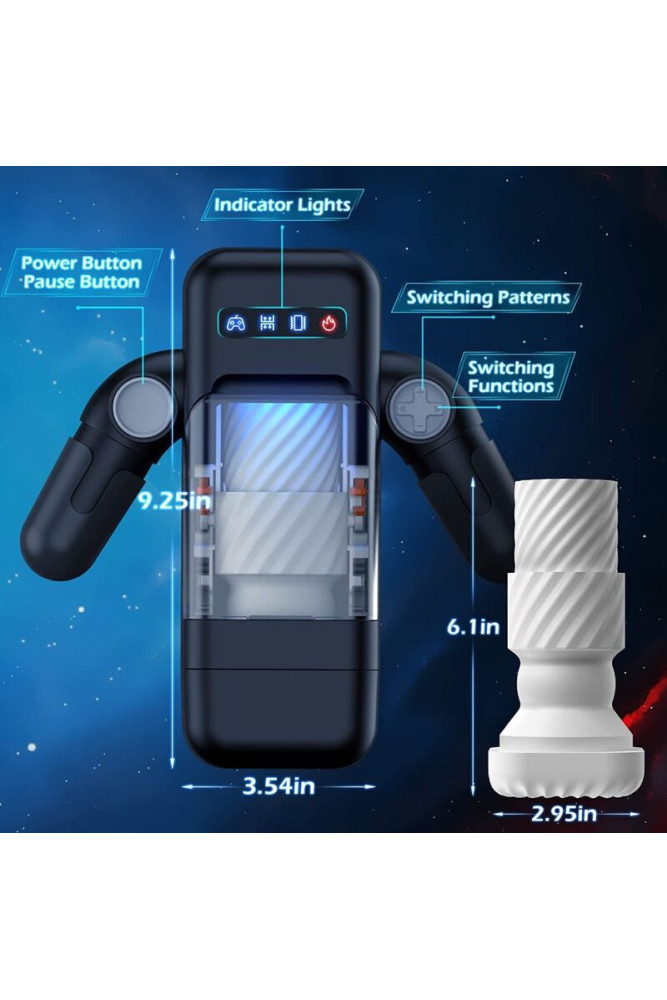 GAME CUP - MASTURBATORE A VIBRAZIONE SPINTA CON FUNZIONE RISCALDAMENTO E SUPPORTO MOBILE - NERO