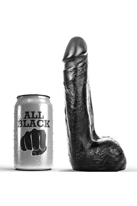 ALL BLACK - DILDO REALISTICO NERO MORBIDO 20 CM