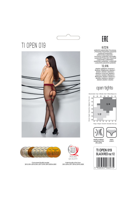 PASSION - TIOPEN 019 COLLANT NERO/ROSSO 3/4 20 DEN