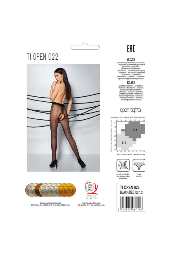 PASSION - TIOPEN 022 COLLANT NERO/ROSSO 1/2 20 DEN