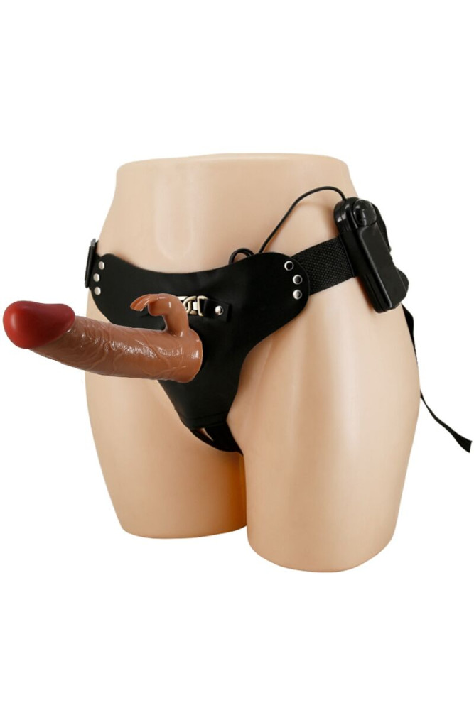 PRETTY LOVE - MARION HARNESS SLIP UNIVERSALE CON DILDO VIBRANTE 19 CM MARRONE