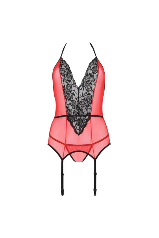 PASSION - CORSETTO PEONIA LINEA EROTICA ROSSO S/M