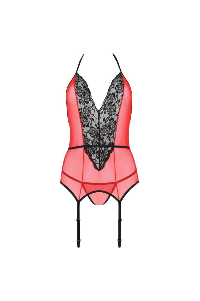 PASSION - CORSETTO PEONIA LINEA EROTICA ROSSO L/XL