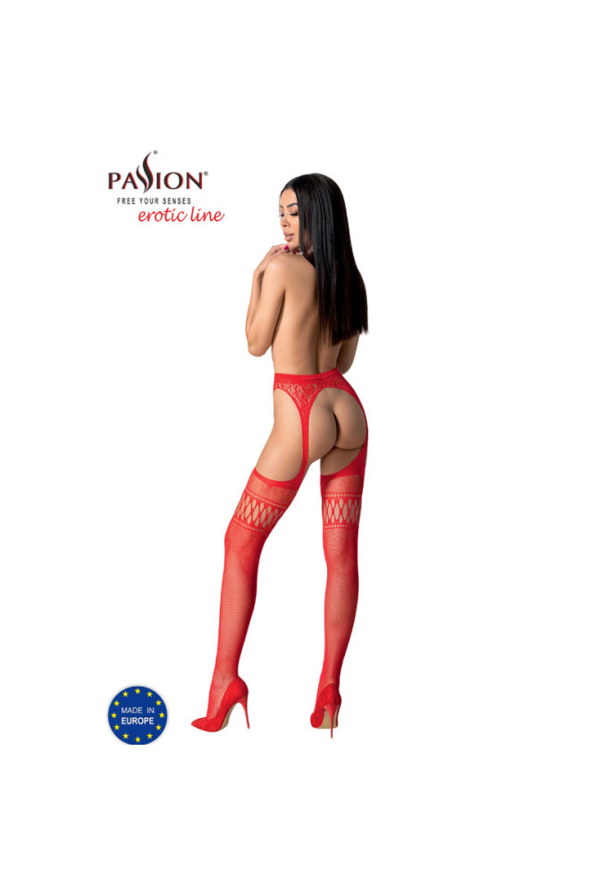 PASSION - S026 CALZE ROSSE CON GIARRETTIERA TAGLIA UNICA