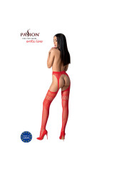 PASSION - S026 CALZE ROSSE CON GIARRETTIERA TAGLIA UNICA