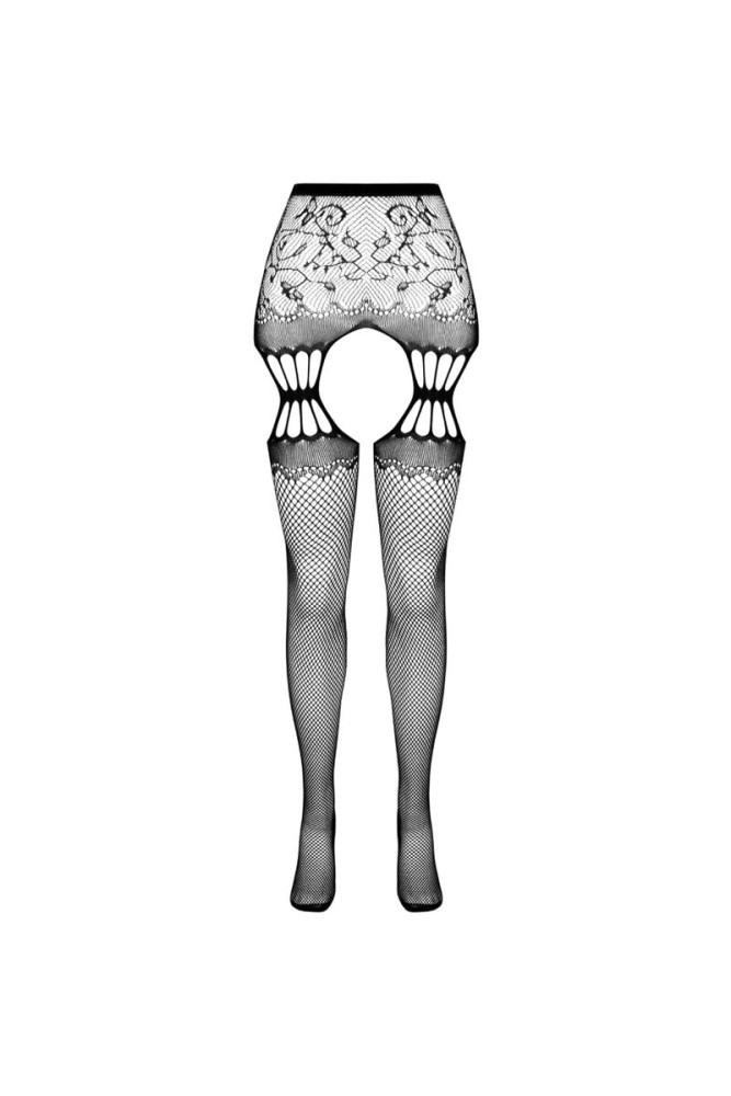 PASSION - S027 COLLANT NERO CON GIARRETTIERA TAGLIA UNICA