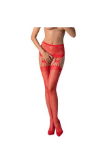 PASSION - S027 CALZE ROSSE CON GIARRETTIERA TAGLIA UNICA