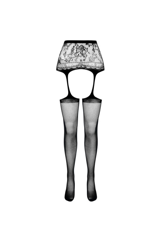 PASSION - S028 COLLANT NERO CON GIARRETTIERA TAGLIA UNICA