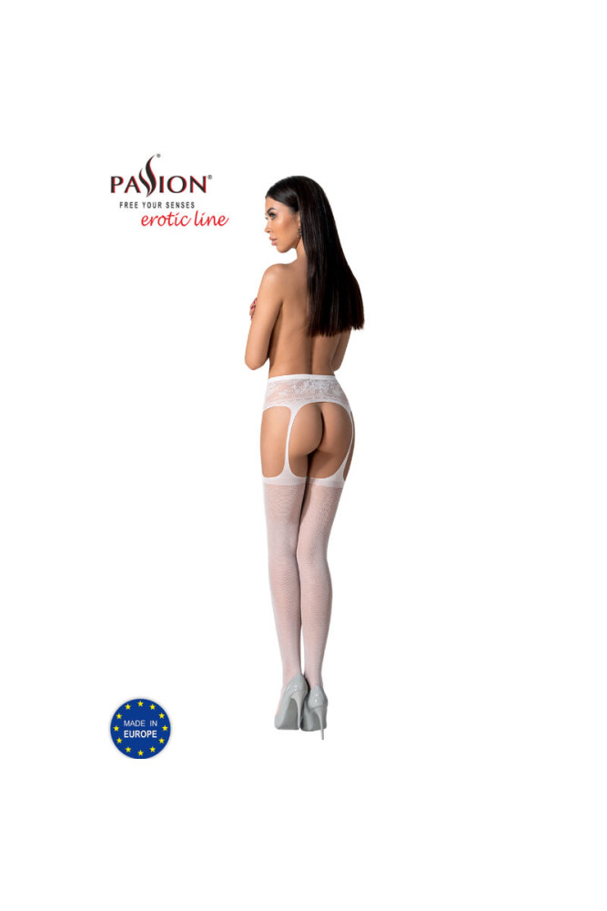 PASSION - S028 CALZE BIANCHE CON GIARRETTIERA TAGLIA UNICA