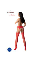 PASSION - S029 CALZE ROSSE CON GIARRETTIERA TAGLIA UNICA