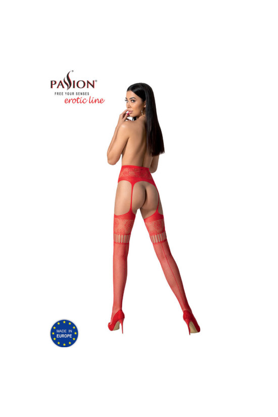 PASSION - S030 CALZE ROSSE CON GIARRETTIERA TAGLIA UNICA