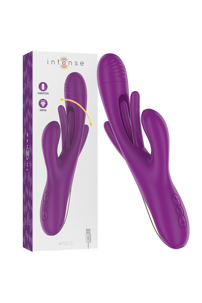 INTENSE - APOLO VIBRATORE MULTIFUNZIONE RICARICABILE 7 VIBRAZIONI CON LINGUA OSCILLANTE VIOLA