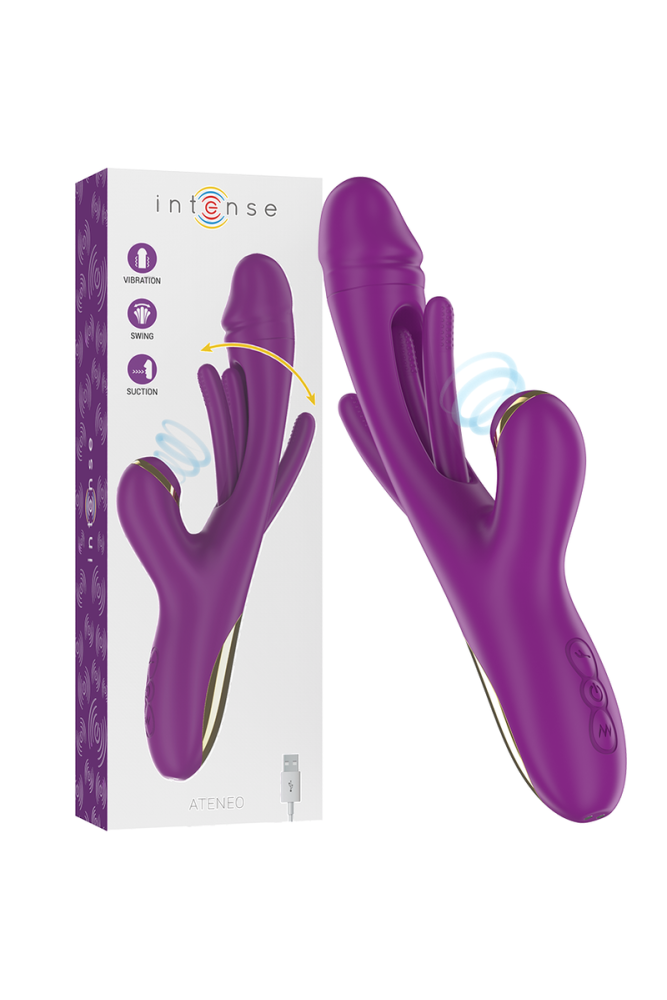 INTENSE - ATENEO VIBRATORE MULTIFUNZIONE RICARICABILE 7 VIBRAZIONI CON LINGUA OSCILLANTE E ASPIRAZIONE VIOLA