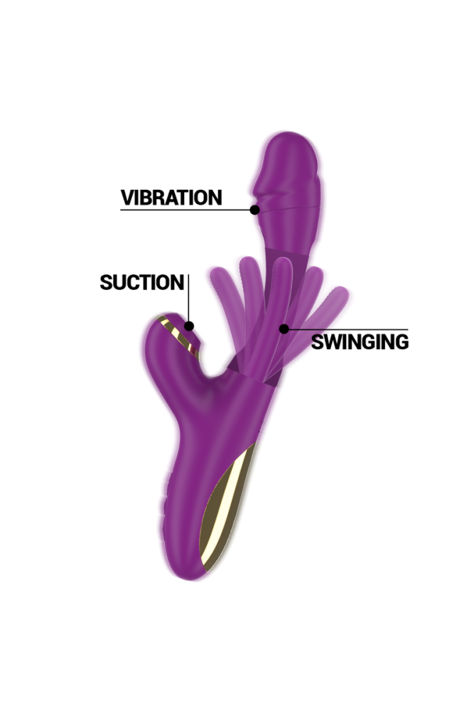 INTENSE - ATENEO VIBRATORE MULTIFUNZIONE RICARICABILE 7 VIBRAZIONI CON LINGUA OSCILLANTE E ASPIRAZIONE VIOLA