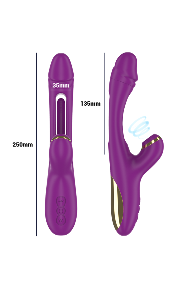 INTENSE - ATENEO VIBRATORE MULTIFUNZIONE RICARICABILE 7 VIBRAZIONI CON LINGUA OSCILLANTE E ASPIRAZIONE VIOLA