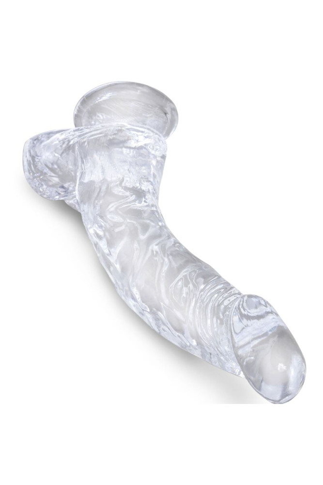 KING COCK - CLEAR PENE CURVO REALISTICO CON SFERE 16.5 CM TRASPARENTE
