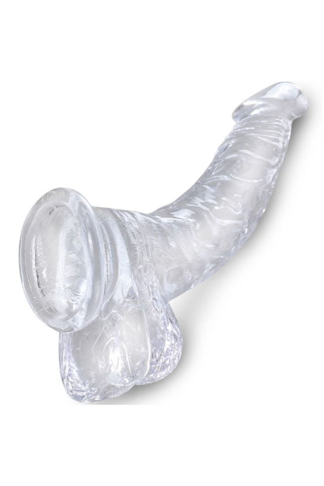 KING COCK - CLEAR PENE CURVO REALISTICO CON SFERE 16.5 CM TRASPARENTE
