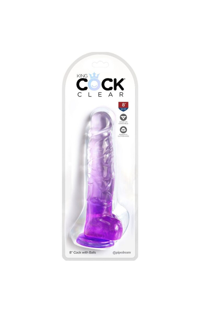 KING COCK - CLEAR PENE REALISTICO CON SFERE 16.5 CM VIOLA