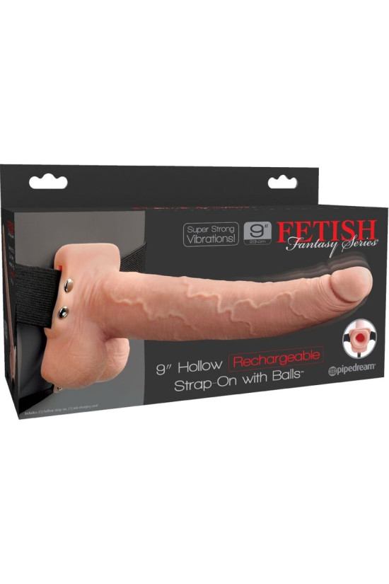 FETISH FANTASY SERIES - IMBRACATURA REGOLABILE PENE REALISTICO CON SFERE RICARICABILI E VIBRATORE 23 CM