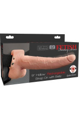 FETISH FANTASY SERIES - IMBRACATURA REGOLABILE PENE REALISTICO CON SFERE RICARICABILI E VIBRATORE 23 CM