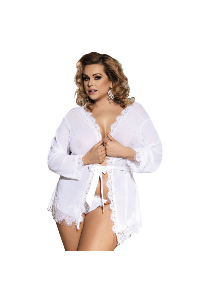 SUBBLIME - QUEEN PLUS BABYDOLL BIANCO CON FRANGE