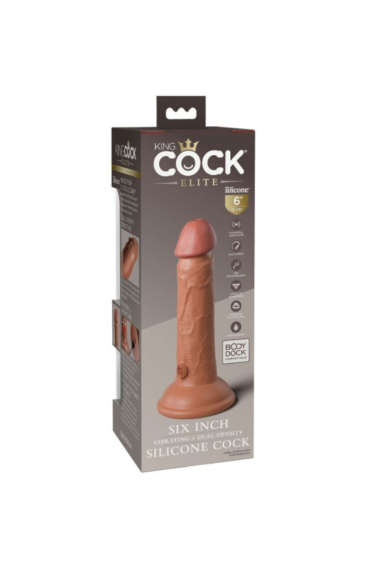 KING COCK - ELITE DILDO REALISTICO VIBRANTE E SILICONE 15.2 CM CARAMEL