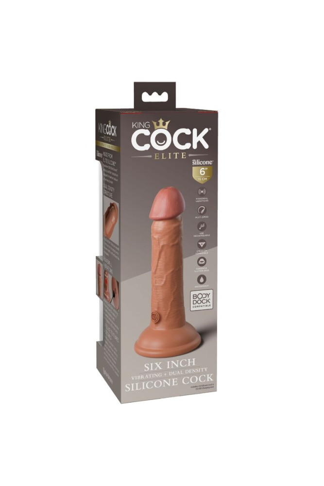 KING COCK - ELITE DILDO REALISTICO VIBRANTE E SILICONE 15.2 CM CARAMEL
