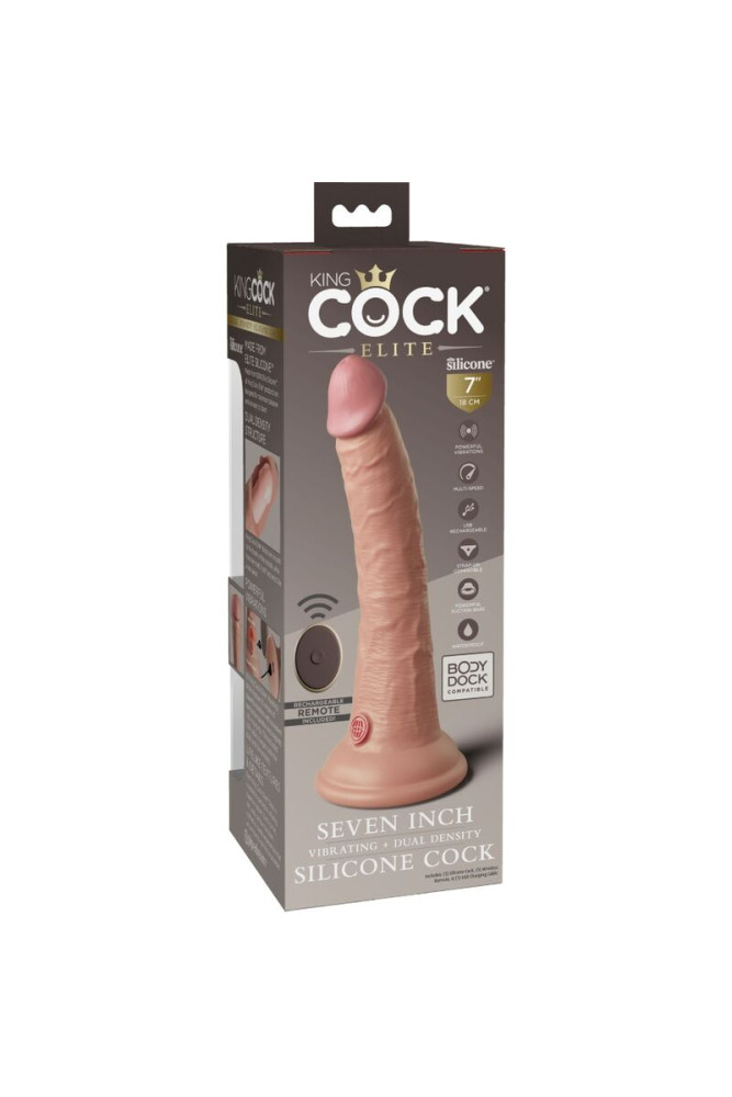 KING COCK - ELITE VIBRATORE DILDO REALISTICO E TELECOMANDO IN SILICONE 17.8 CM