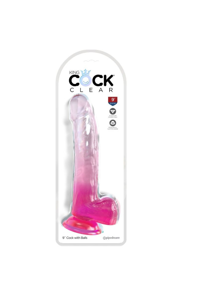 KING COCK - CLEAR DILDO CON TESTICOLI 20.3 CM ROSA
