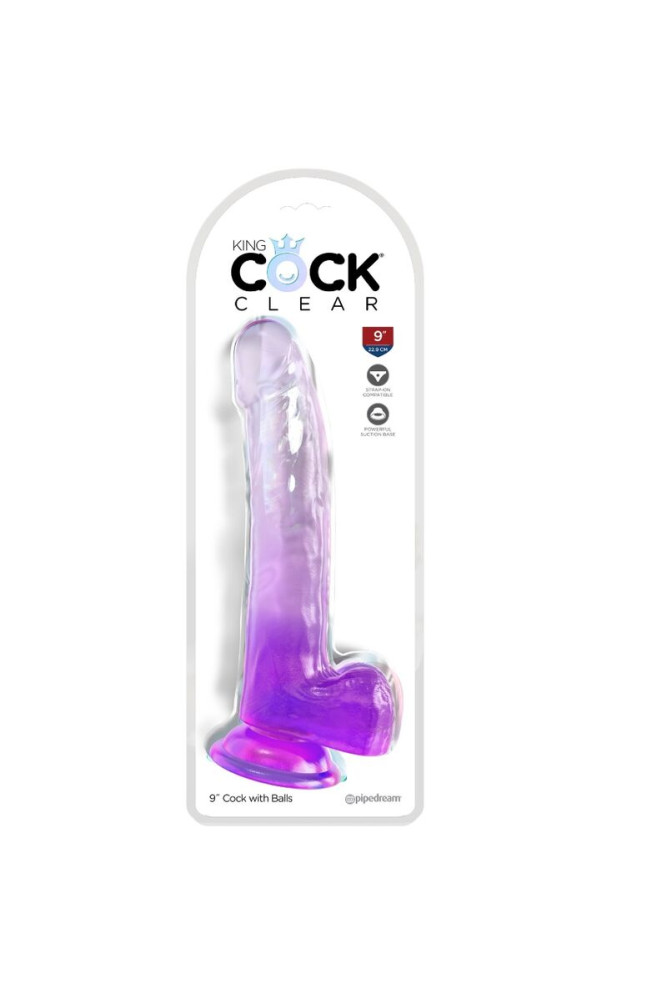 KING COCK - CLEAR DILDO CON TESTICOLI 20.3 CM VIOLA