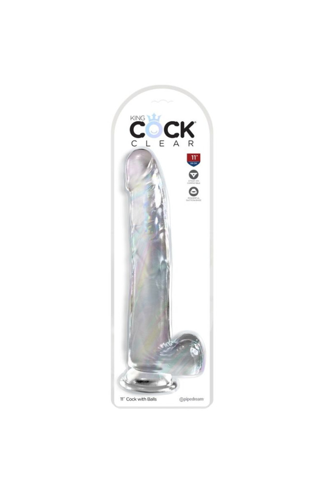KING COCK - CLEAR DILDO CON TESTICOLI 24.8 CM TRASPARENTE