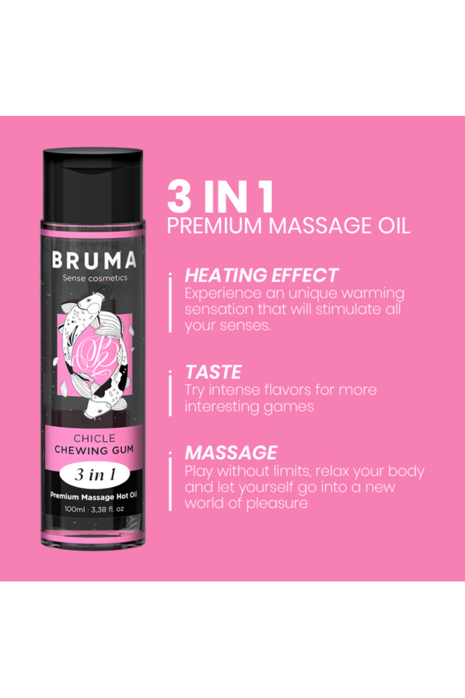 BRUMA - OLIO DA MASSAGGIO PREMIUM EFFETTO CALORE SAPORE GOMMA 3 IN 1 - 100 ML
