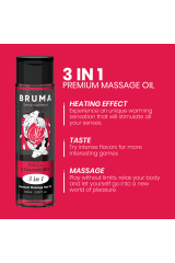 BRUMA - OLIO DA MASSAGGIO PREMIUM EFFETTO CALORE SAPORE FRAGOLA 3 IN 1 - 100 ML