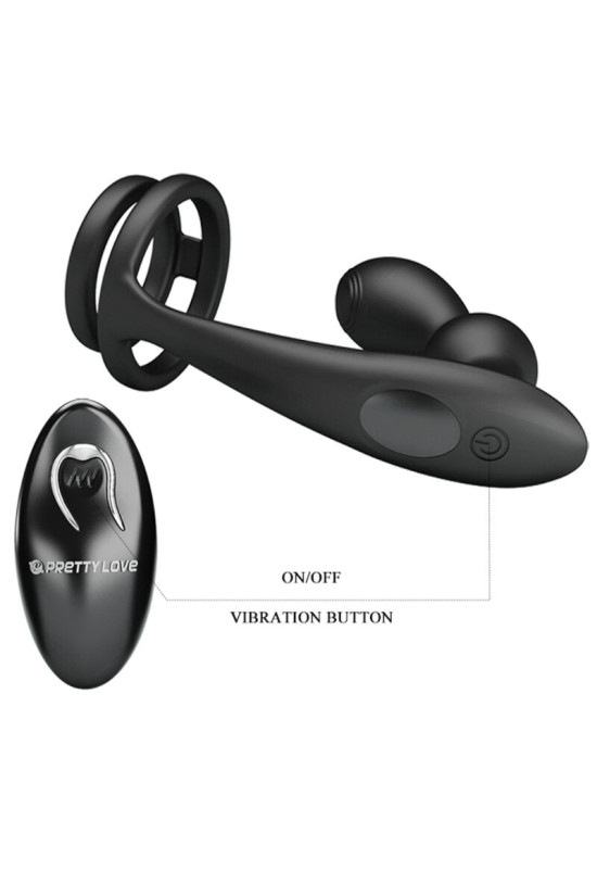 PRETTY LOVE - ANELLO PER PENE MARSHALL CON PLUG ANALE VIBRANTE CON TELECOMANDO