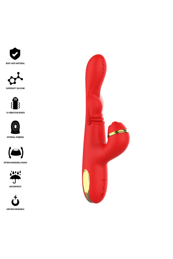 INTENSE - KATY STIMOLATORE CLITORIDEO MULTIFUNZIONE 4 TESTINE INTERCAMBIABILI ROSSO