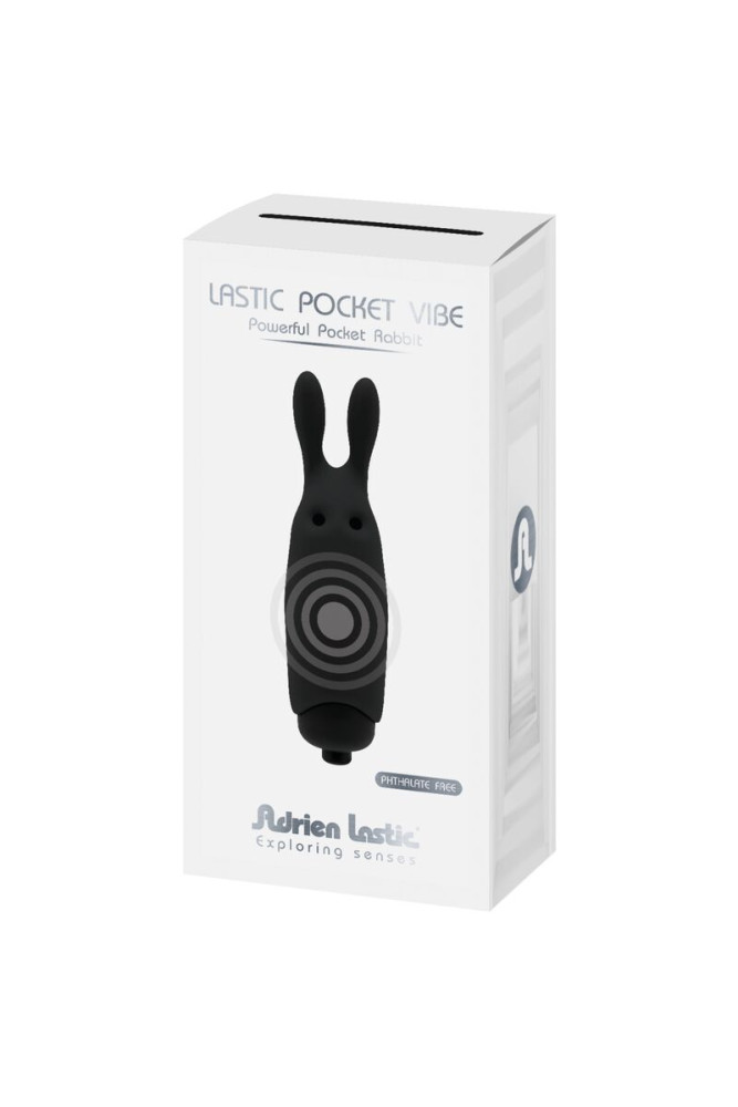 ADRIEN LASTIC - VIBRATORE CONIGLIO NERO TASCABILE IN LASTIC