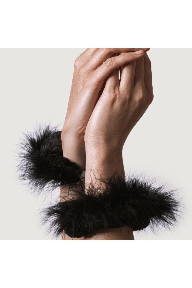 ADRIEN LASTIC - MANETTE IN METALLO CON PIUME NERE