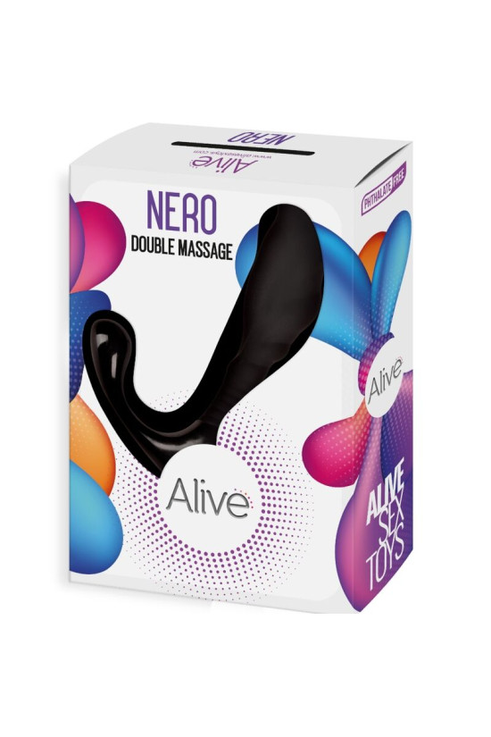 ALIVE - DOPPIO MASSAGGIATORE NERO ANALE E PROSTATICO
