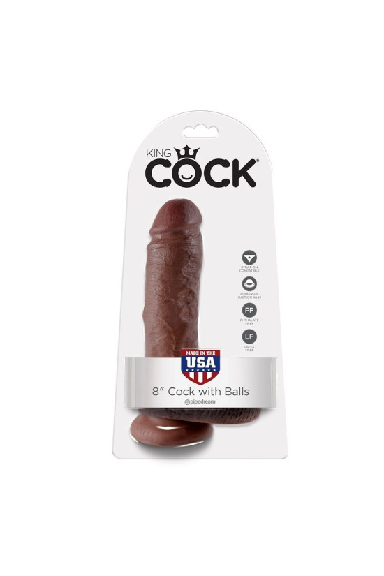 KING COCK - 8" PENE REALÍSTICO MARRÓN 20.3 CM