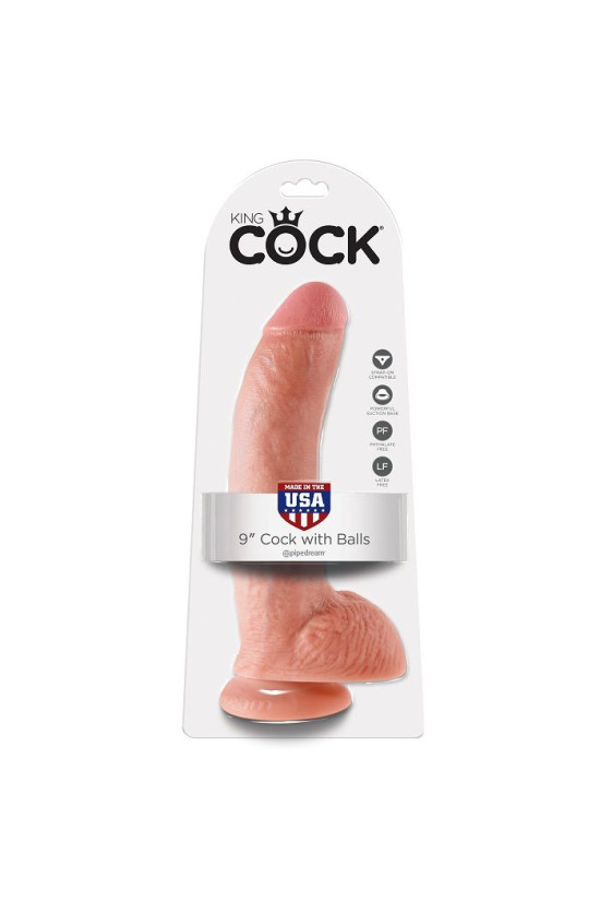 KING COCK - 9 DILDO FLESH CON SFERE 22.9 CM
