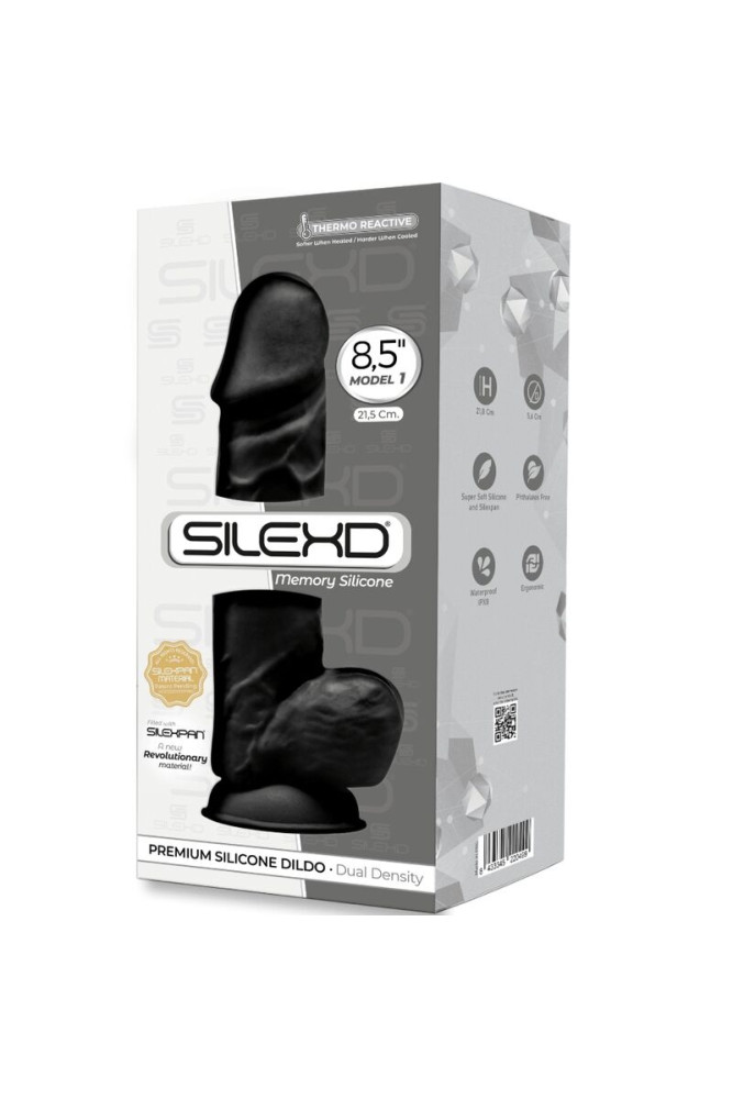 SILEXD - MODELLO 1 PENE REALISTICO PREMIUM SILEXPAN SILICONE NERO 21.5 CM