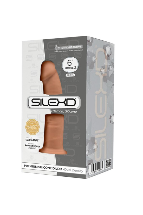 SILEXD - MODELLO 2 PENE REALISTICO PREMIUM SILEXPAN SILICONE CARAMEL 15.4 CM